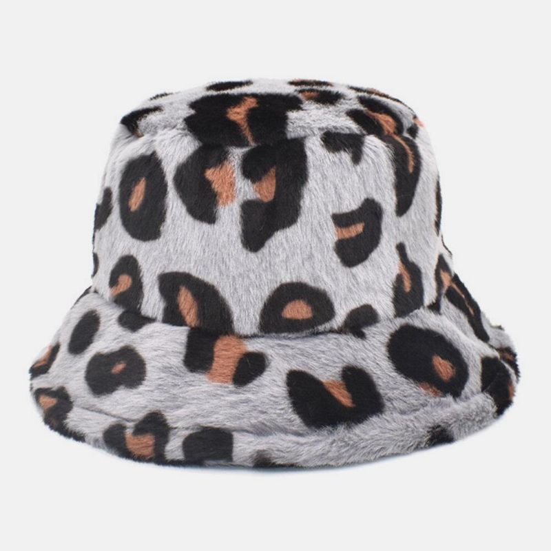 Unisex Plys Blød Varm Afslappet Sød Leopardmønster Bøttehat