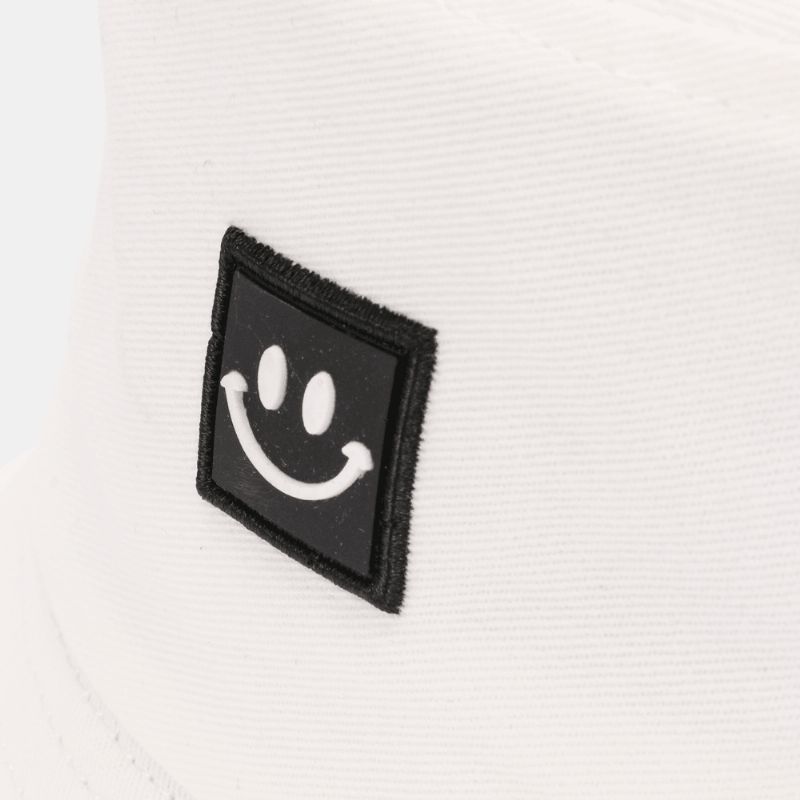 Unisex Smilemønster Patch Solhat Med Bred Skygge All-Match Udendørs Casual Solskygge Bucket Hat