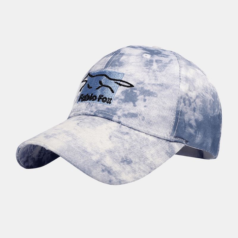 Unisex Tie-Dye Ivy Cap Little Fox Broderimønster Udendørs Solsejl Afslappet Justerbar Kasket Baseballhatte