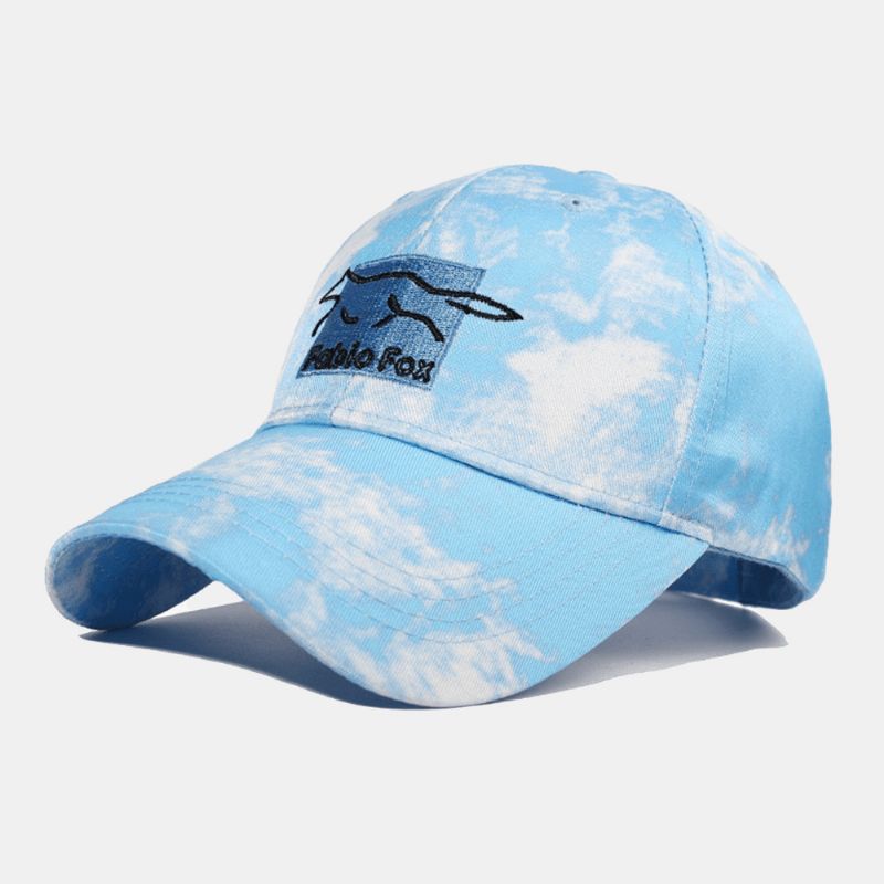 Unisex Tie-Dye Ivy Cap Little Fox Broderimønster Udendørs Solsejl Afslappet Justerbar Kasket Baseballhatte