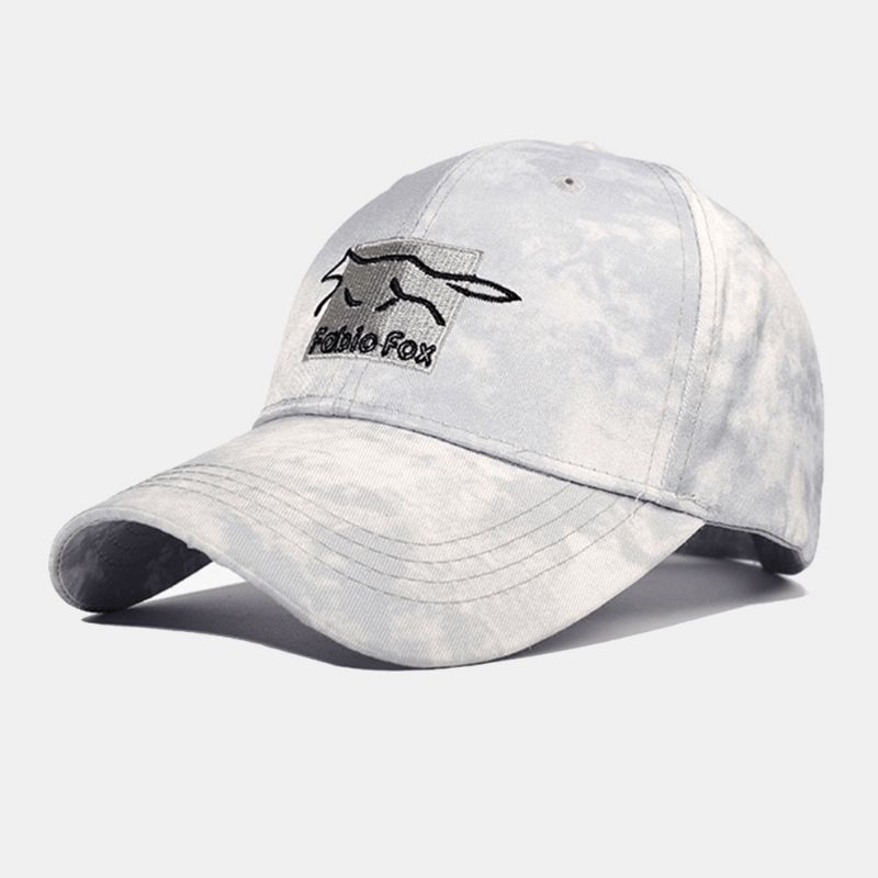 Unisex Tie-Dye Ivy Cap Little Fox Broderimønster Udendørs Solsejl Afslappet Justerbar Kasket Baseballhatte