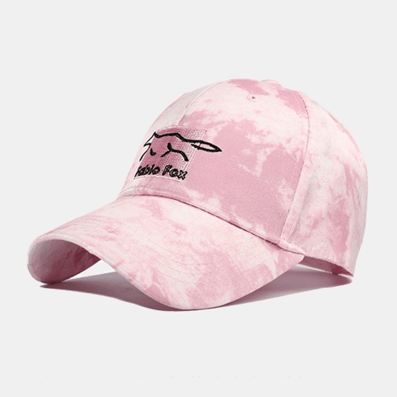 Unisex Tie-Dye Ivy Cap Little Fox Broderimønster Udendørs Solsejl Afslappet Justerbar Kasket Baseballhatte