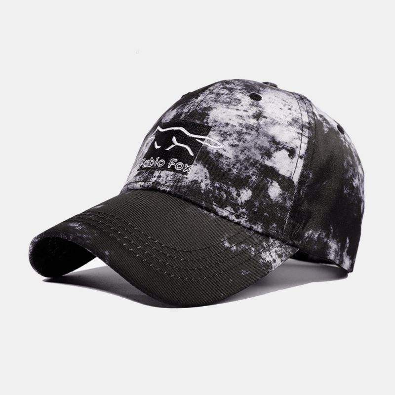 Unisex Tie-Dye Ivy Cap Little Fox Broderimønster Udendørs Solsejl Afslappet Justerbar Kasket Baseballhatte