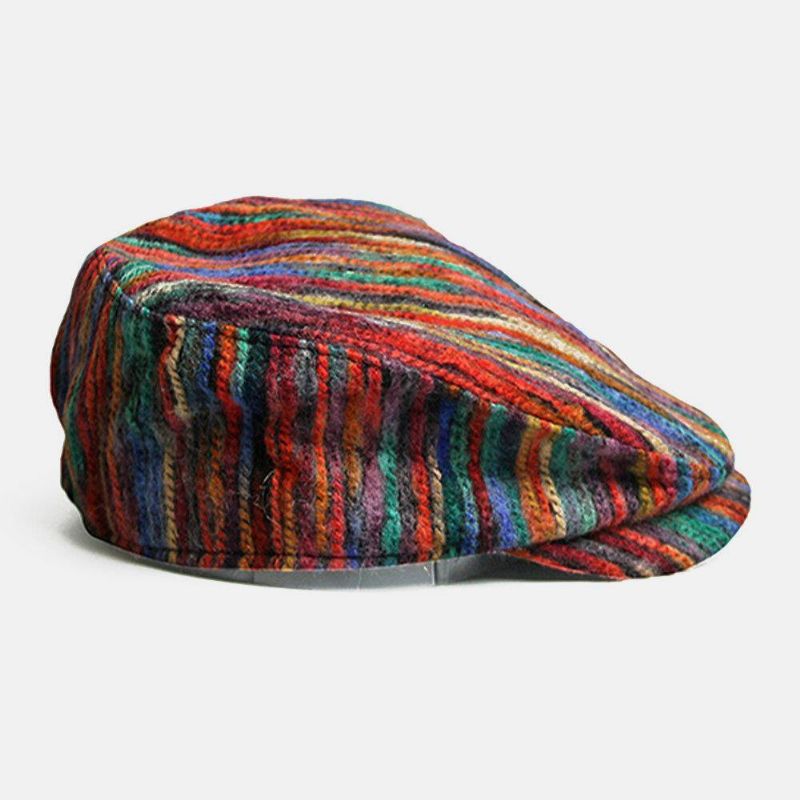 Unisex Tie-Dye Regnbue Blandet Farve Striber Mønster Etnisk Stil Afslappet Personlighed Fremad Hat Baret Hat