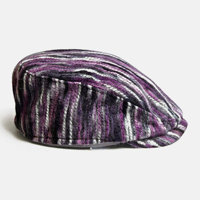 Unisex Tie-Dye Regnbue Blandet Farve Striber Mønster Etnisk Stil Afslappet Personlighed Fremad Hat Baret Hat