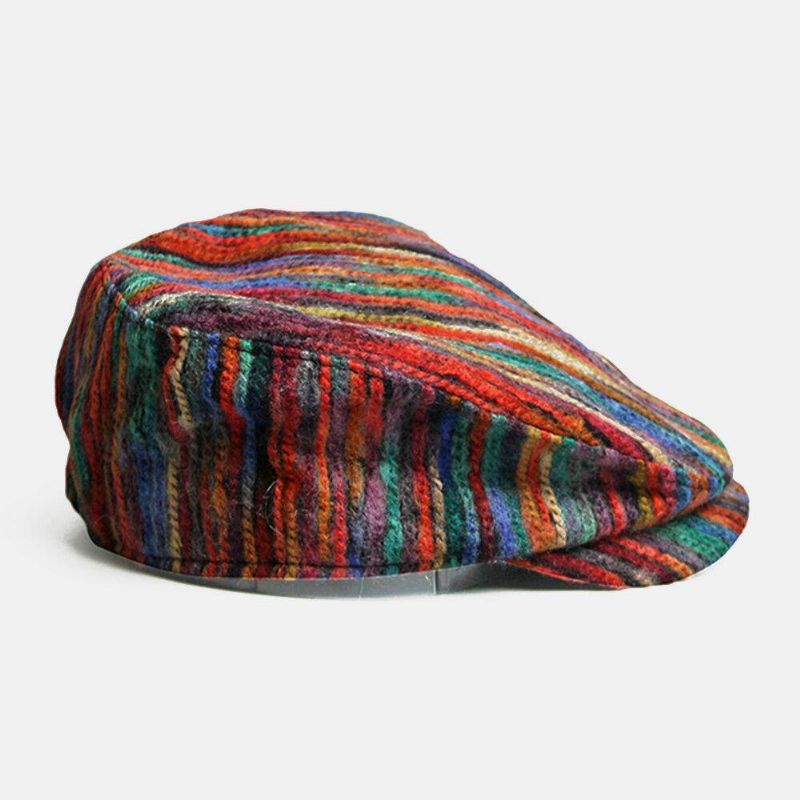 Unisex Tie-Dye Regnbue Blandet Farve Striber Mønster Etnisk Stil Afslappet Personlighed Fremad Hat Baret Hat