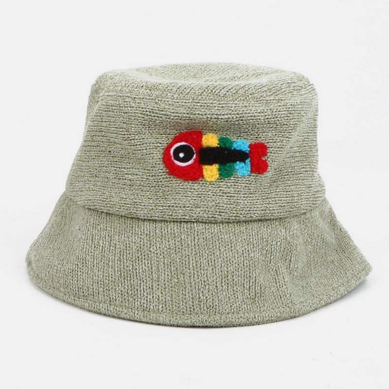 Unisex Ulden Broderi Fiskeben Sød Afslappet Par Hat Bucket Hat