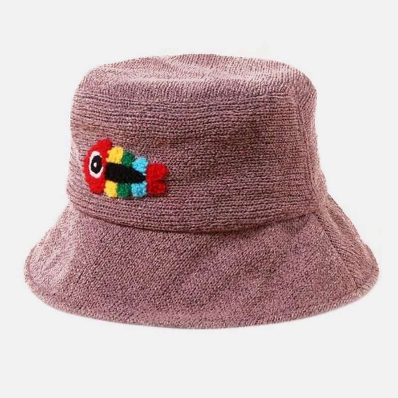 Unisex Ulden Broderi Fiskeben Sød Afslappet Par Hat Bucket Hat