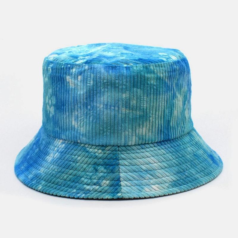 Unsiex Dobbeltsidet Tie-Dye Fløjlsbukser Og Bomuld Varm Blød Udendørs Casual All-Match Bucket Hat