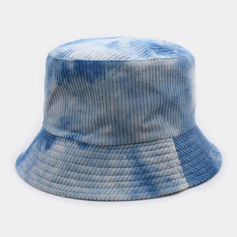 Unsiex Dobbeltsidet Tie-Dye Fløjlsbukser Og Bomuld Varm Blød Udendørs Casual All-Match Bucket Hat