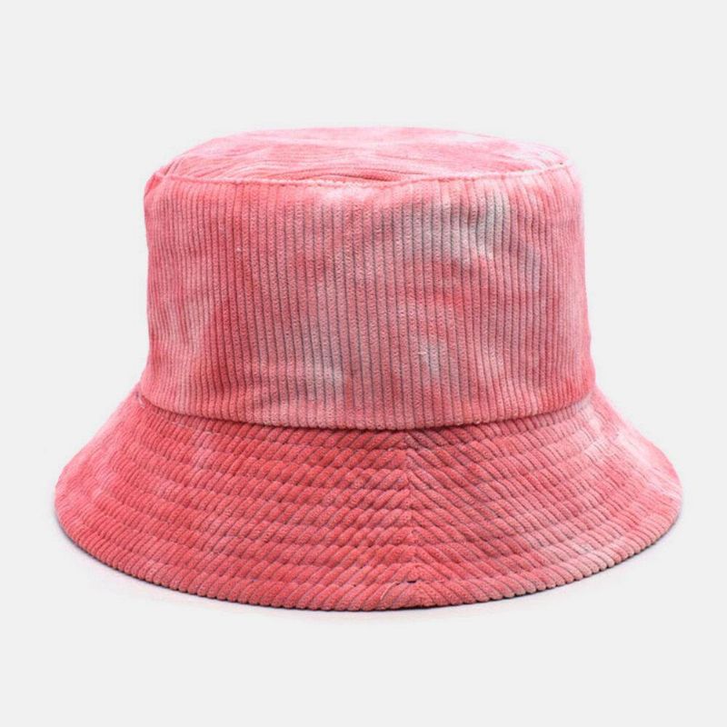 Unsiex Dobbeltsidet Tie-Dye Fløjlsbukser Og Bomuld Varm Blød Udendørs Casual All-Match Bucket Hat