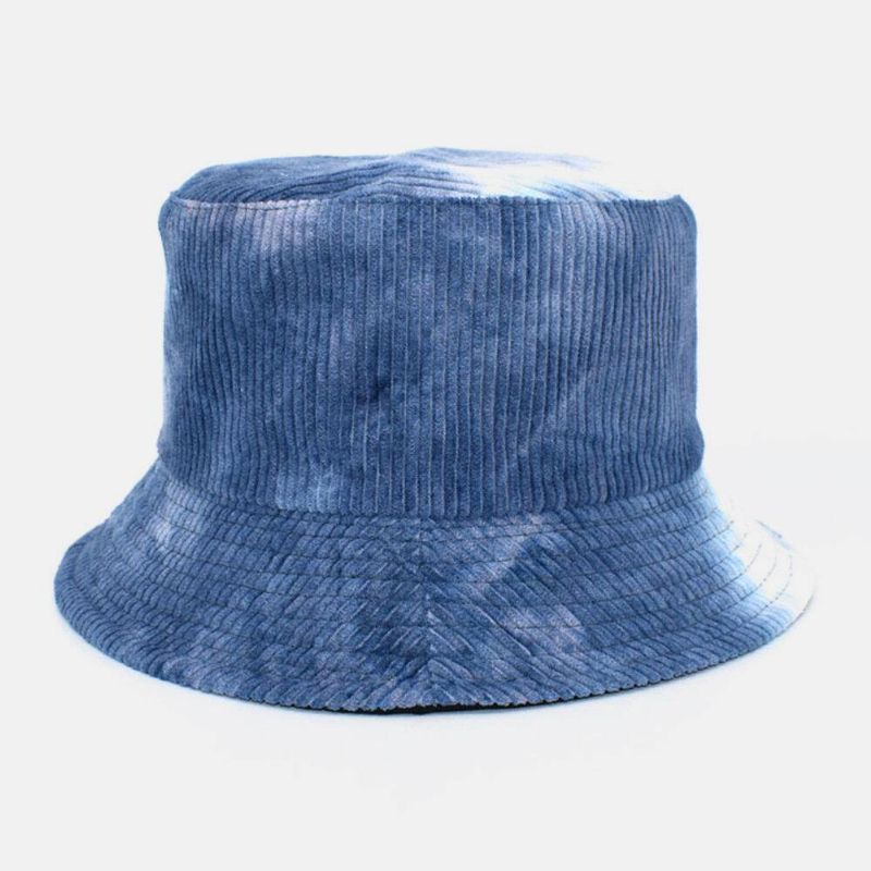 Unsiex Dobbeltsidet Tie-Dye Fløjlsbukser Og Bomuld Varm Blød Udendørs Casual All-Match Bucket Hat