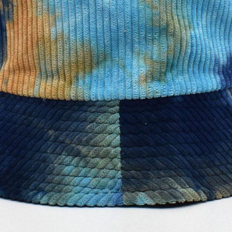 Unsiex Dobbeltsidet Tie-Dye Fløjlsbukser Og Bomuld Varm Blød Udendørs Casual All-Match Bucket Hat