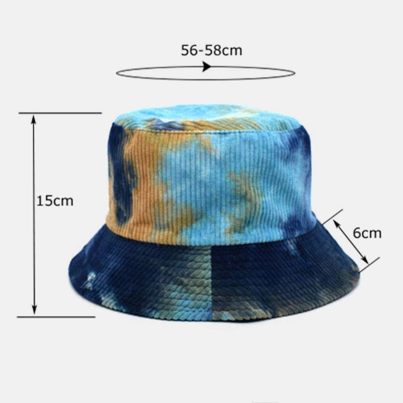 Unsiex Dobbeltsidet Tie-Dye Fløjlsbukser Og Bomuld Varm Blød Udendørs Casual All-Match Bucket Hat