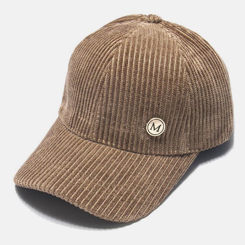 Womne Corduroy Warm M Badge Solvisor All-Match Casual Baseball Hat