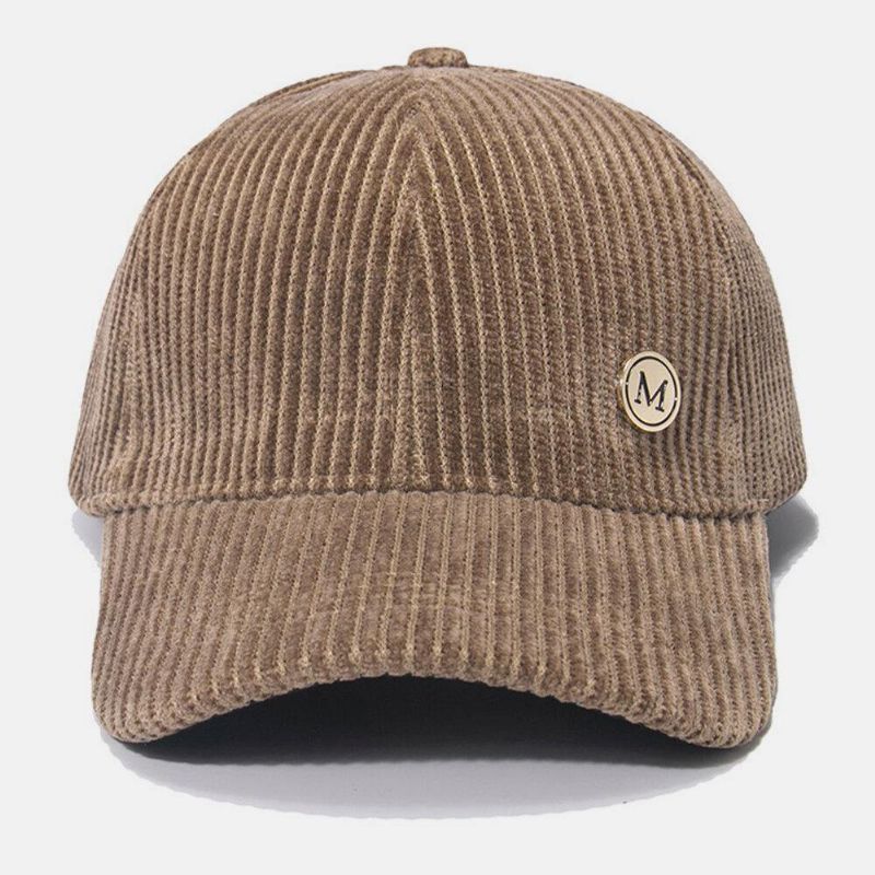 Womne Corduroy Warm M Badge Solvisor All-Match Casual Baseball Hat