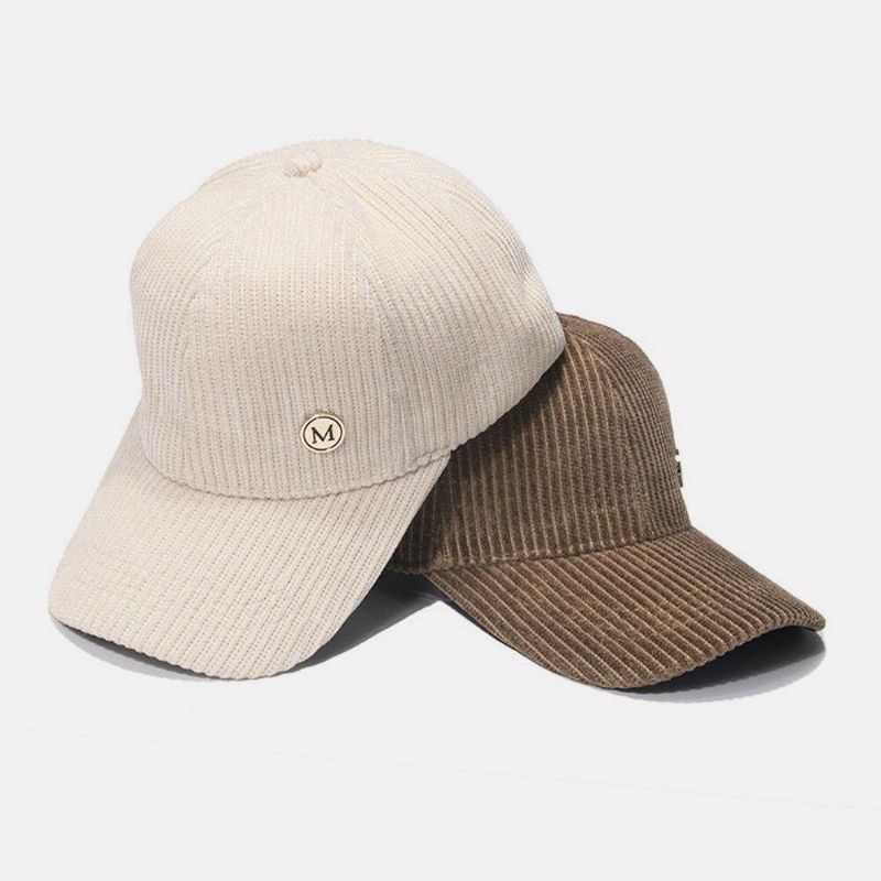 Womne Corduroy Warm M Badge Solvisor All-Match Casual Baseball Hat