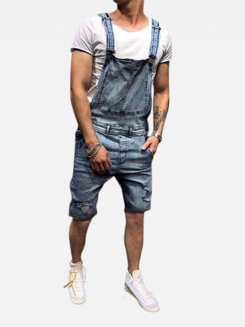 Mænd Slim Fit Denim Kort Casual Jumpsuit