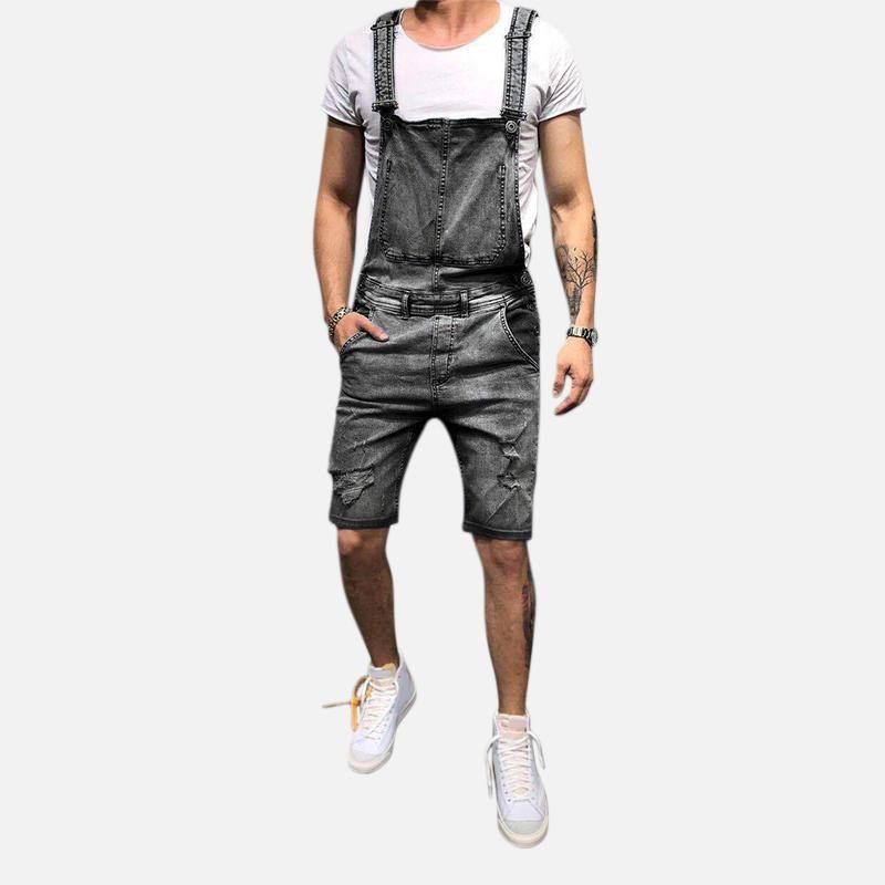 Mænd Slim Fit Denim Kort Casual Jumpsuit