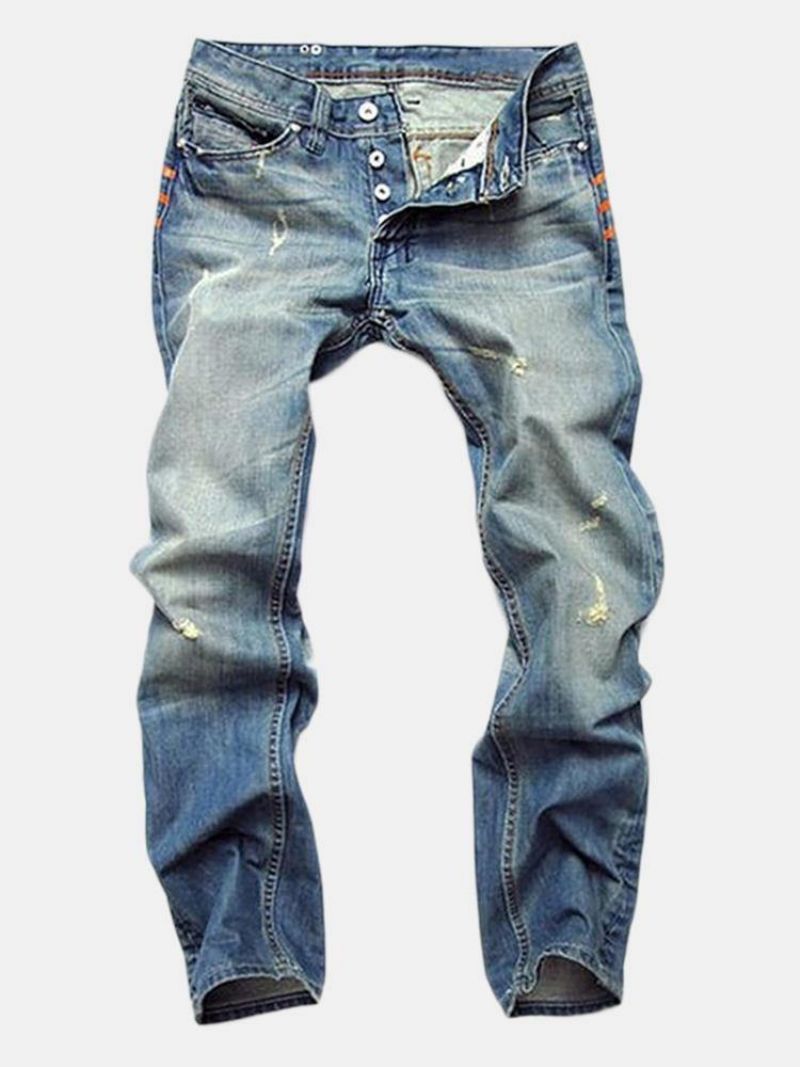 Rippede Foldsøm Lige Vaskede Jeans