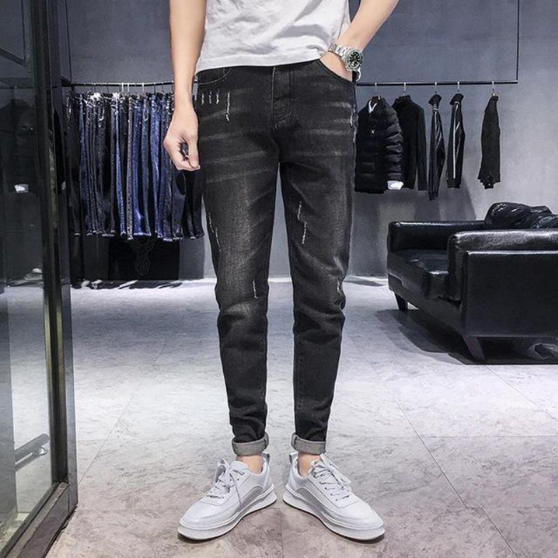 Sæson Nye Elastiske Mænds Jeans Casual Slim Feet Bukser Trend Mænds Lange Bukser