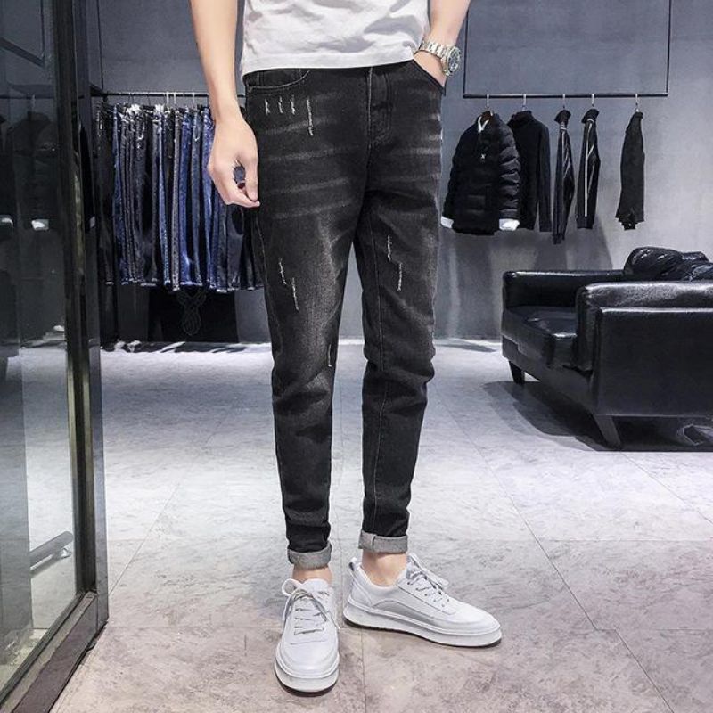 Sæson Nye Elastiske Mænds Jeans Casual Slim Feet Bukser Trend Mænds Lange Bukser