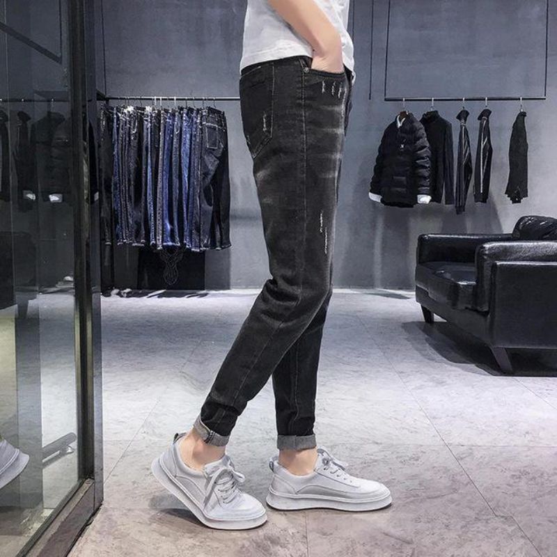 Sæson Nye Elastiske Mænds Jeans Casual Slim Feet Bukser Trend Mænds Lange Bukser