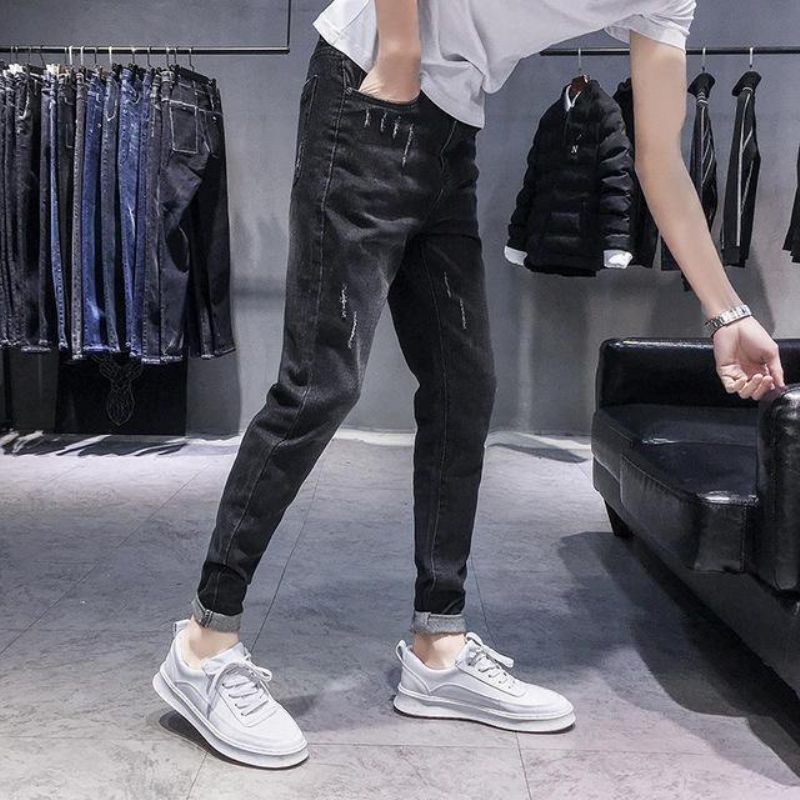 Sæson Nye Elastiske Mænds Jeans Casual Slim Feet Bukser Trend Mænds Lange Bukser