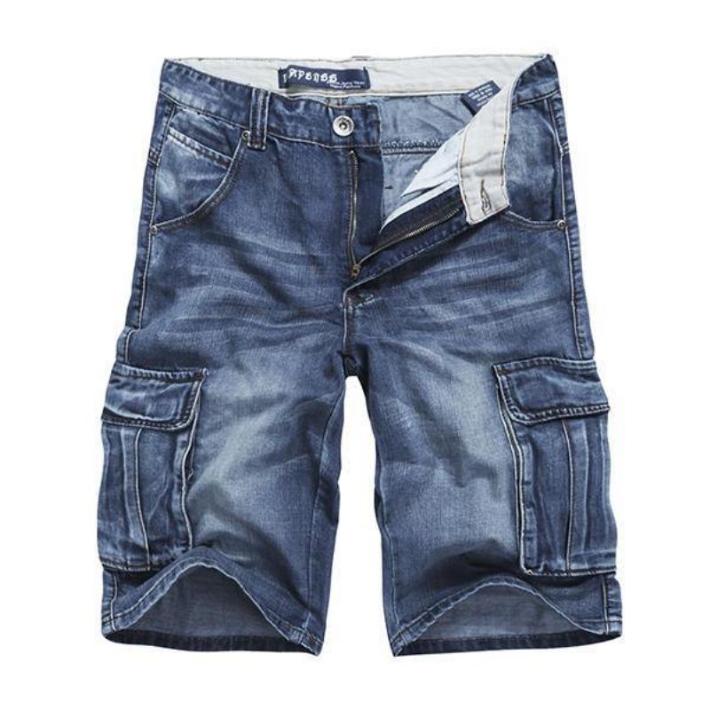 Sommer Mænds Store Lommer Jeans Loose Street Skateboard Denimshorts