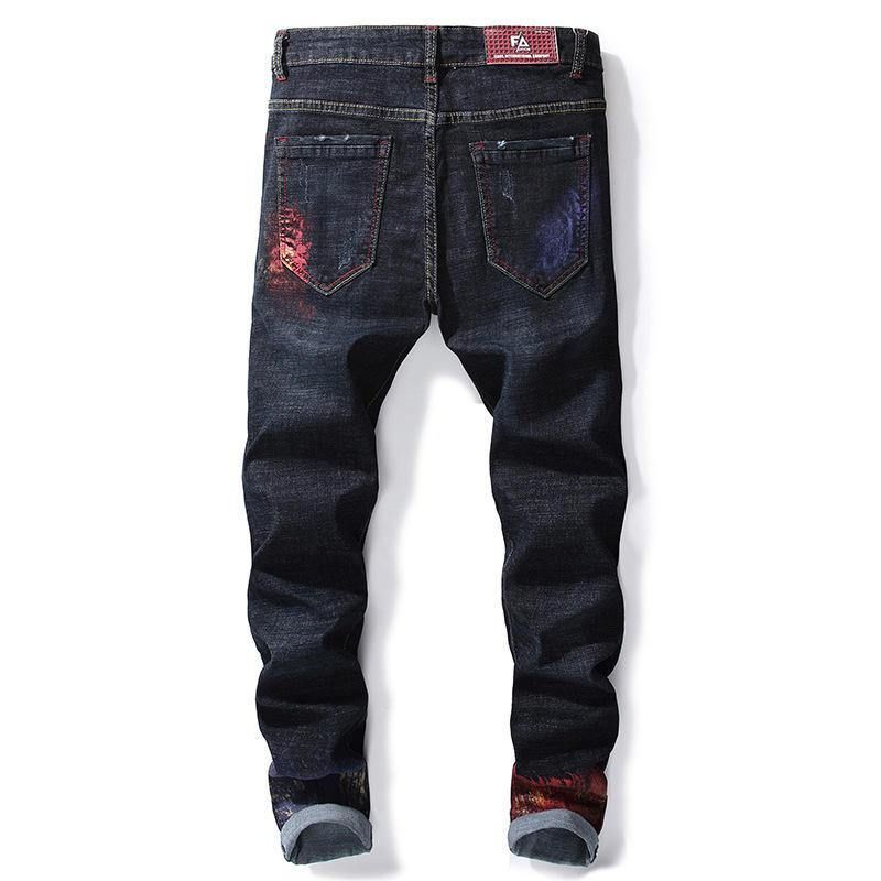 Udskrivning Hip-Hop Design Colorful Holes Jeans