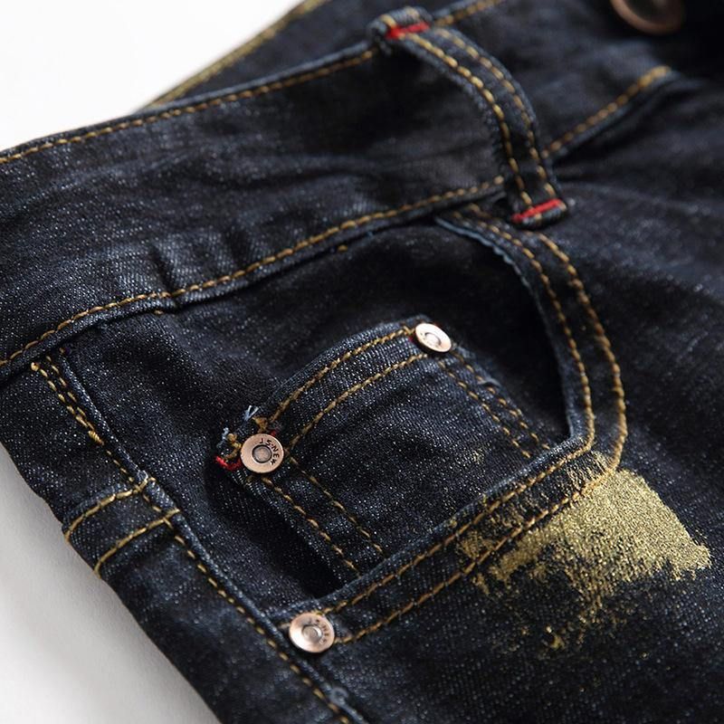 Udskrivning Hip-Hop Design Colorful Holes Jeans