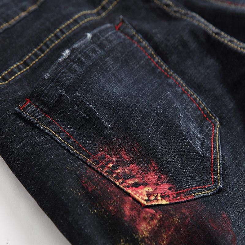 Udskrivning Hip-Hop Design Colorful Holes Jeans