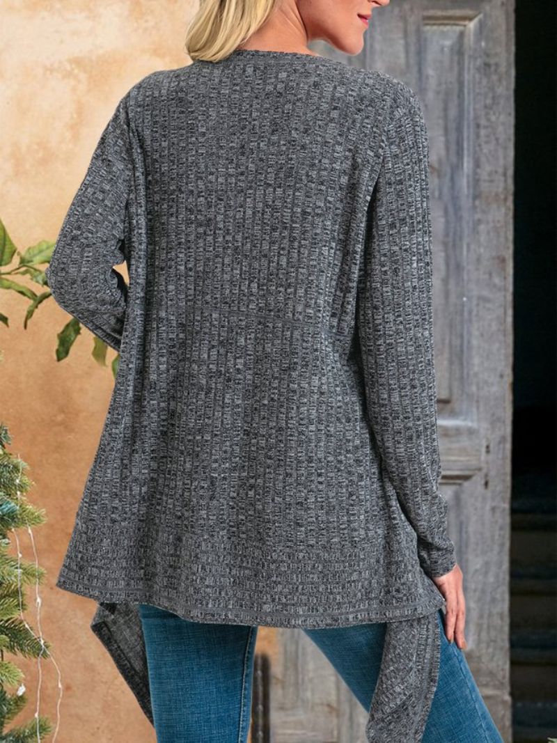 Deep Grey Shift Casual Knit Frakke