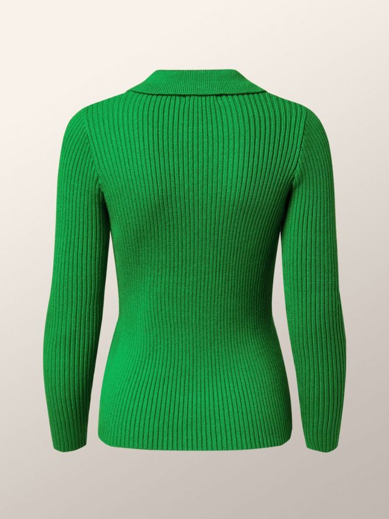 Enkel Skjortekrave Langærmet Sweater