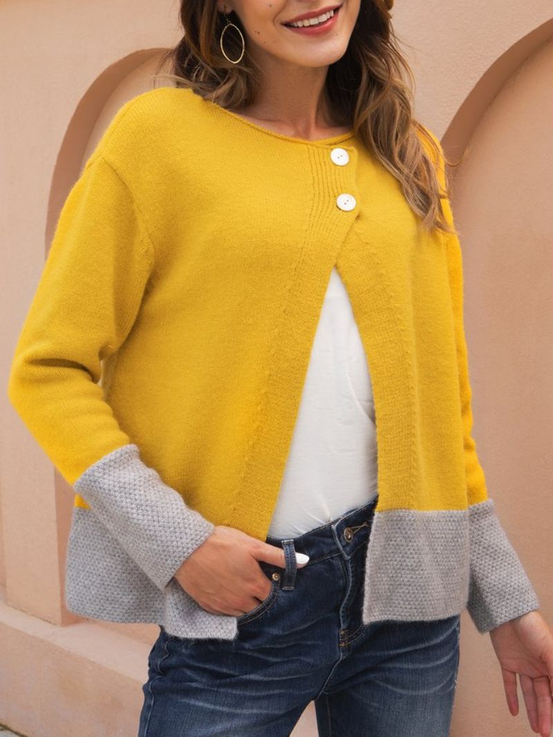 Gul Langærmet Color-Block Shift Sweater