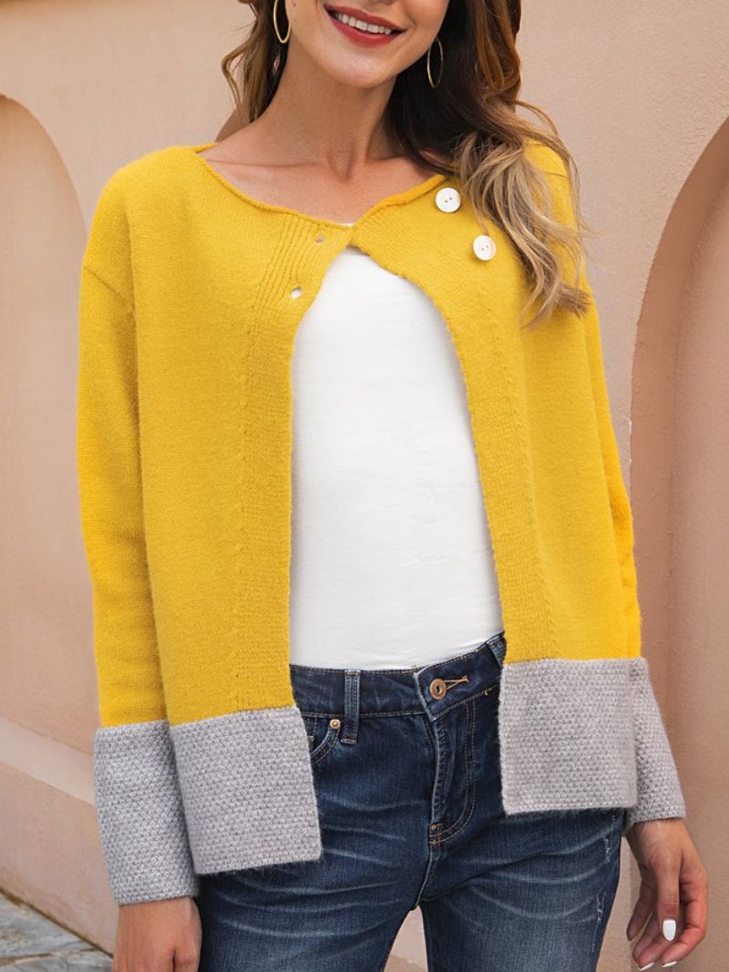 Gul Langærmet Color-Block Shift Sweater