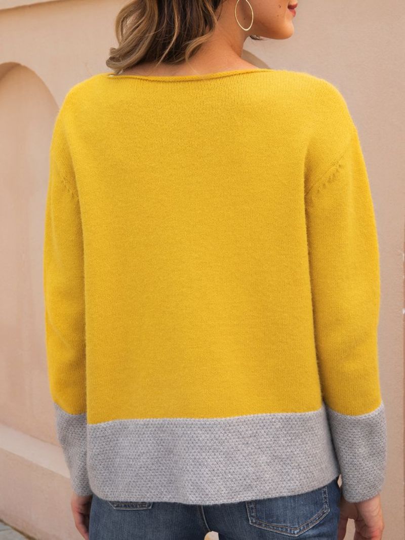 Gul Langærmet Color-Block Shift Sweater