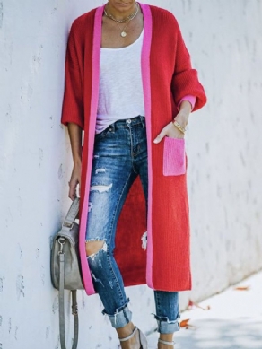 Langærmet Regular Fit Color Block Sweater Coat