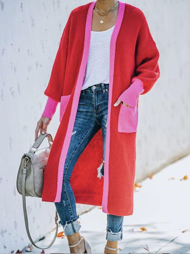 Langærmet Regular Fit Color Block Sweater Coat