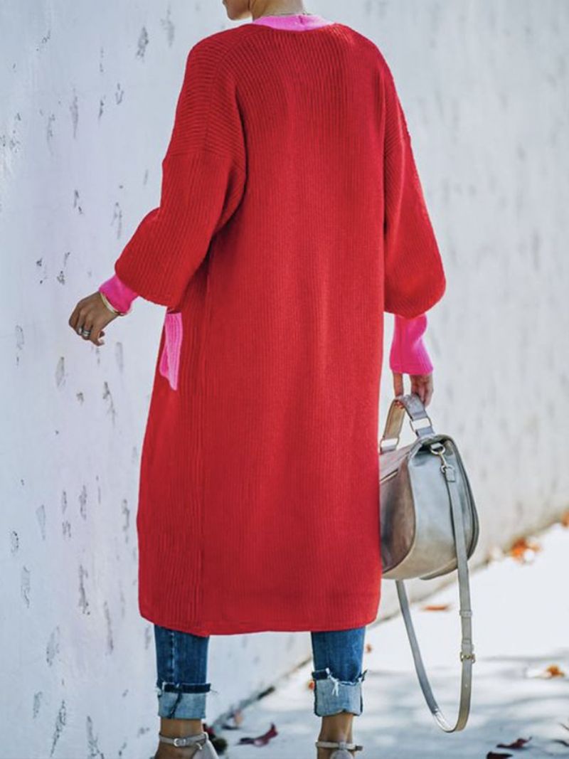 Langærmet Regular Fit Color Block Sweater Coat