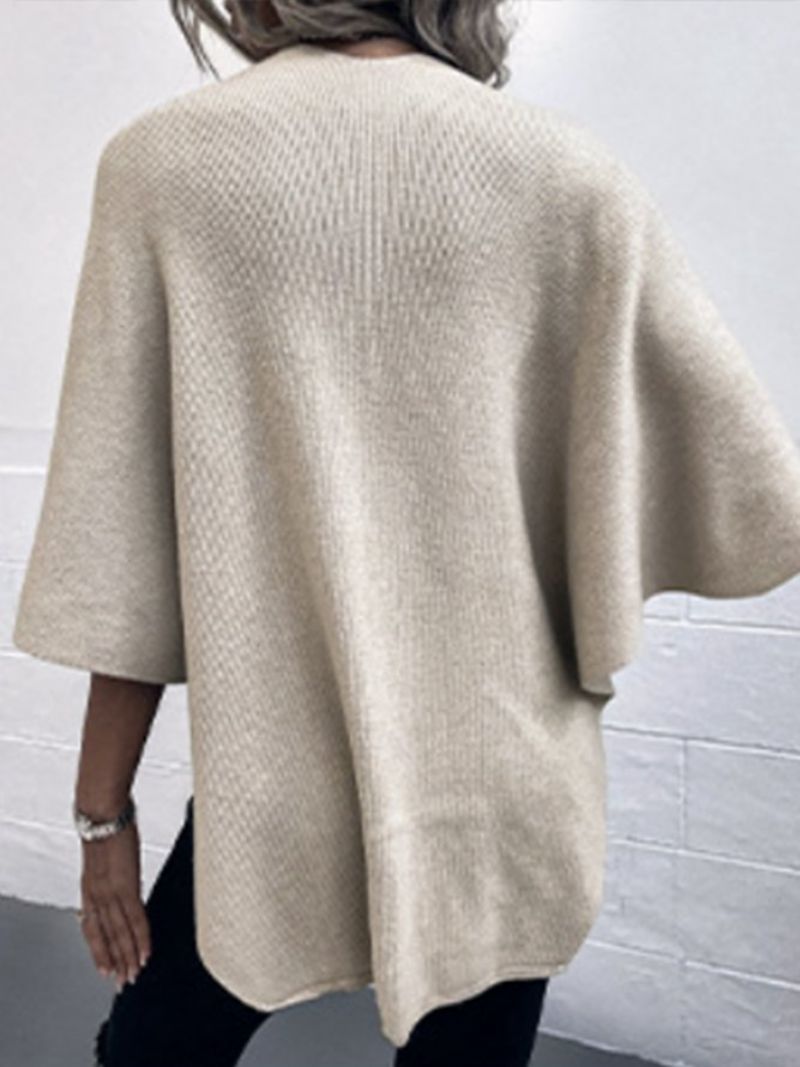 Løs Almindelig V-Hals Sweater Cape