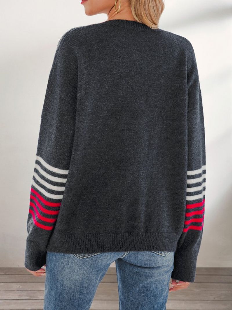 Sort Afslappet Sweater Med Rund Hals