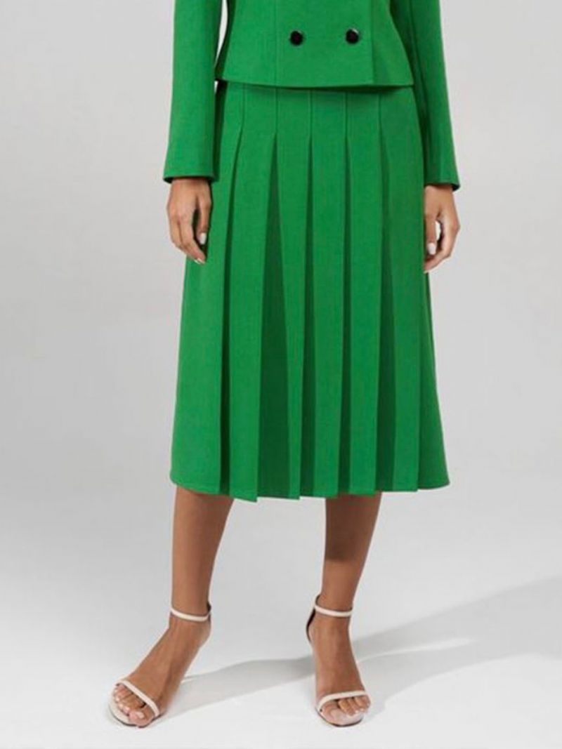 Daily Plain Green Regular Fit Elegant Nederdel