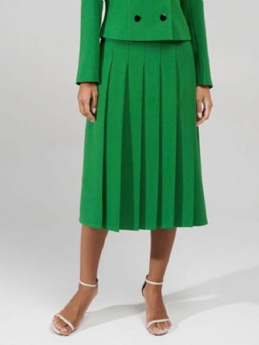 Daily Plain Green Regular Fit Elegant Nederdel