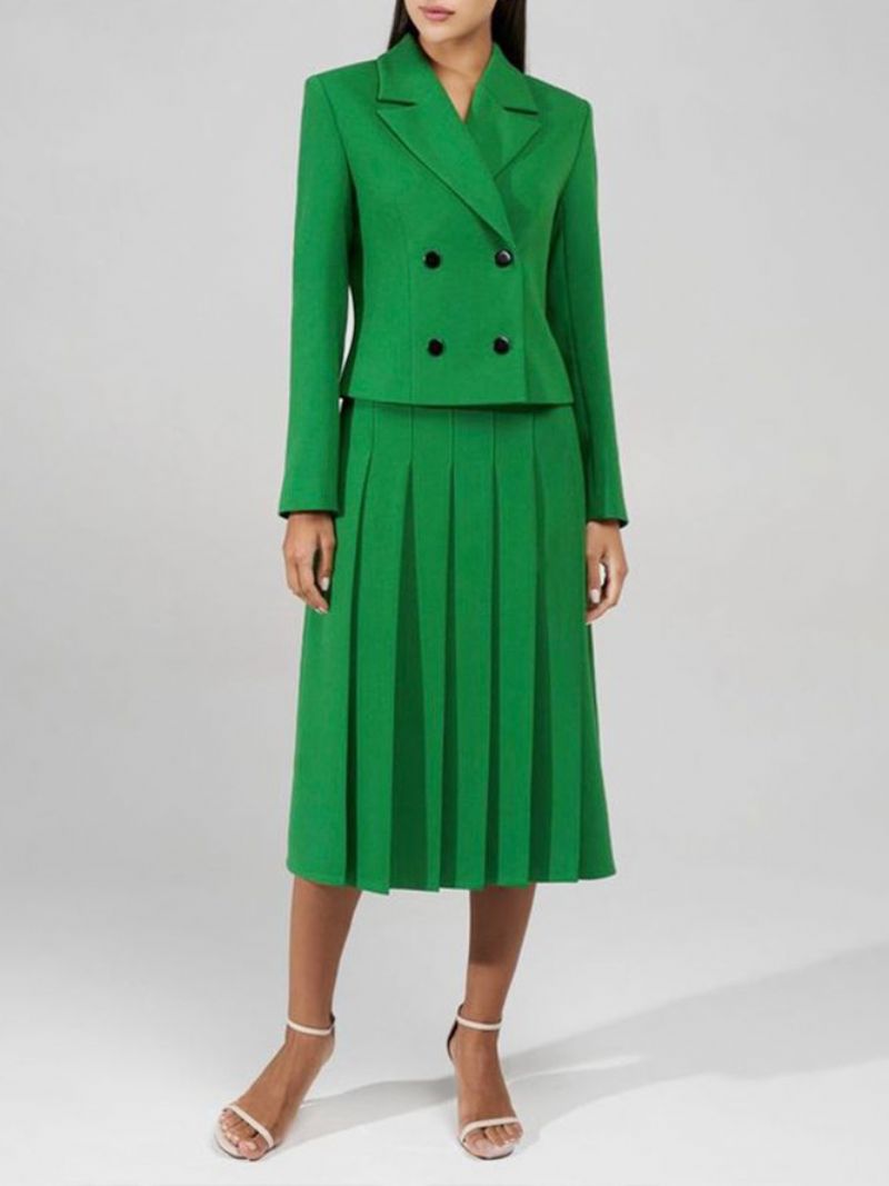 Daily Plain Green Regular Fit Elegant Nederdel