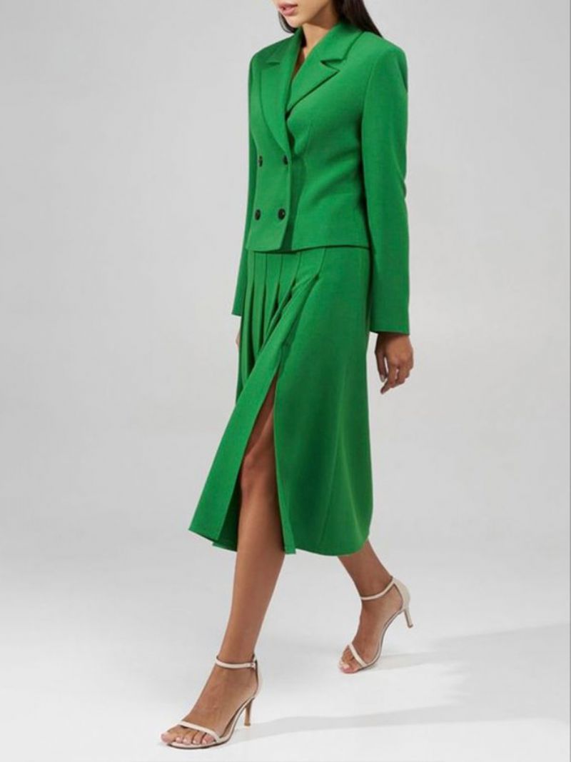 Daily Plain Green Regular Fit Elegant Nederdel