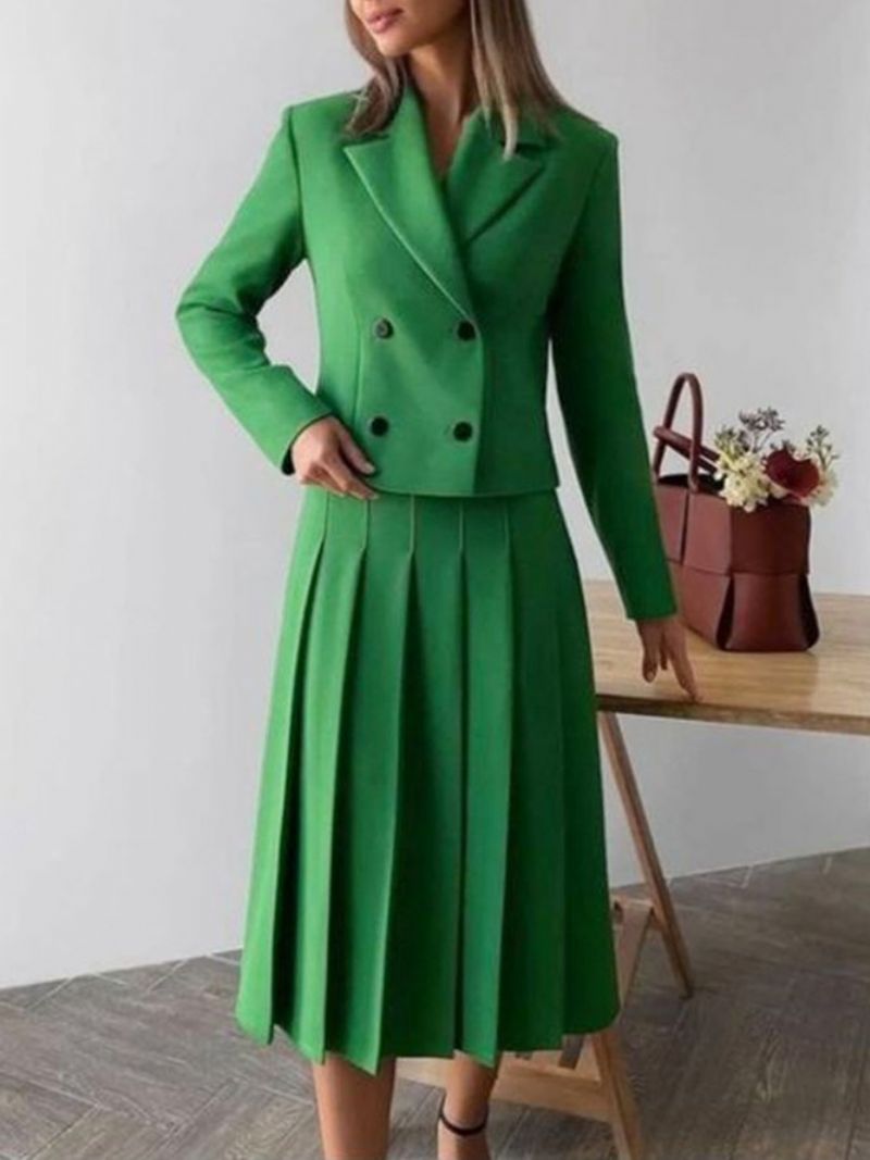 Daily Plain Green Regular Fit Elegant Nederdel