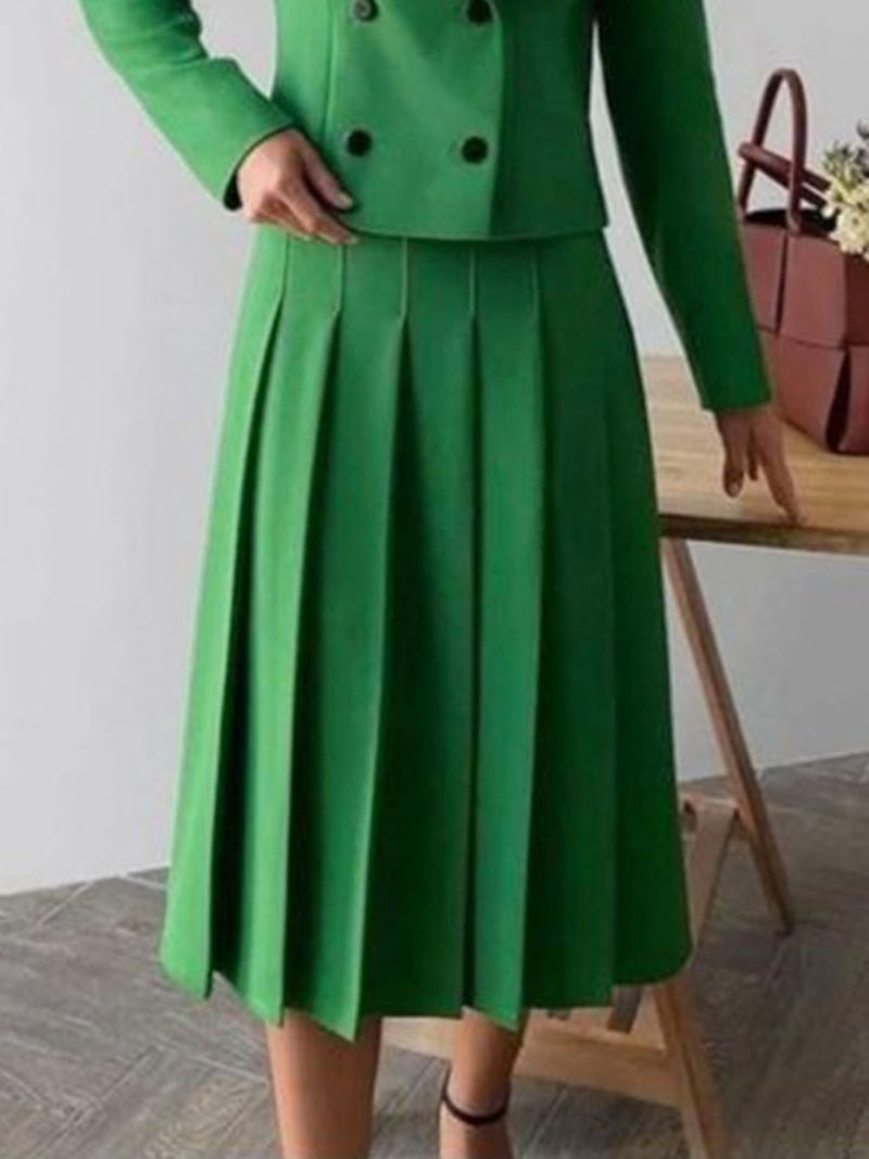 Daily Plain Green Regular Fit Elegant Nederdel