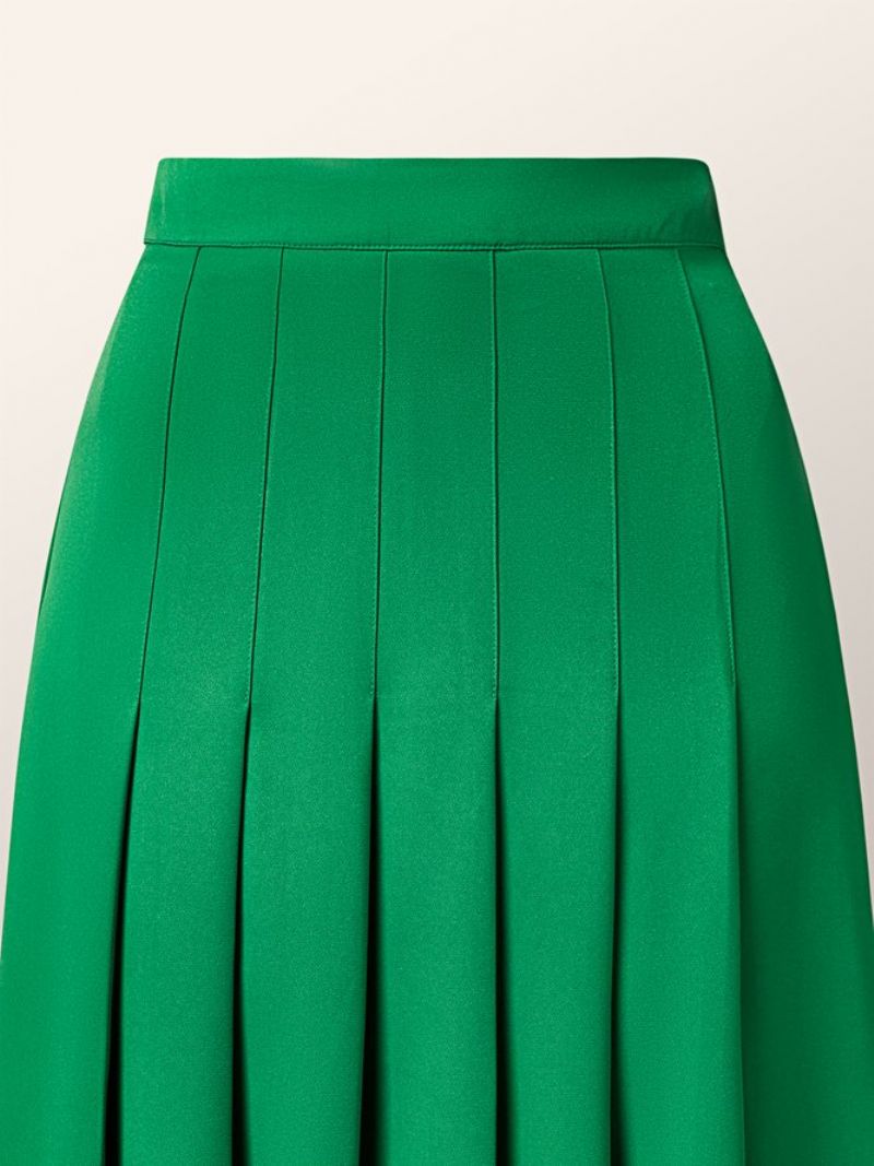 Daily Plain Green Regular Fit Elegant Nederdel