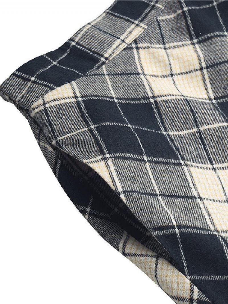 Kvinder Plaid A-Line Vintage Højtaljede Nederdele Med Lomme